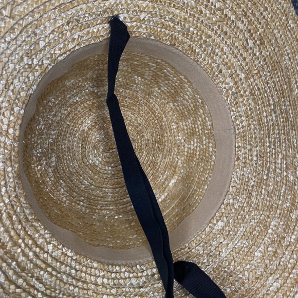 Bioworld Straw Sun Hat Wide Brim With Black Ribbon Decorative Trim NWT - Picture 5 of 5